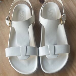 Franco Sarto Cream Buckle Sandals